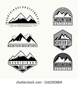 Mountain Template vector cartoon set for mountain logo design