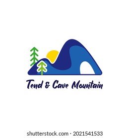plantilla de logotipo de forma de icono de vista de naturaleza de montaña, de tendencia y de cueva