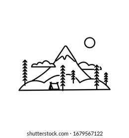 Mountain and tent line illustration