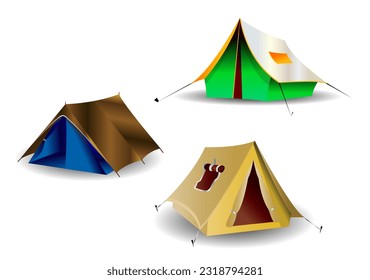 Mountain tent vector illustration, realistic design. Eps 10
