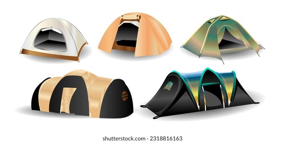 Mountain tent vector illustration, realistic design. Eps 10