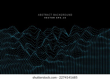 mountain terrain in particle dots texture neon theme modern art background use for advertisment poster website banner landing page product package design vector eps.