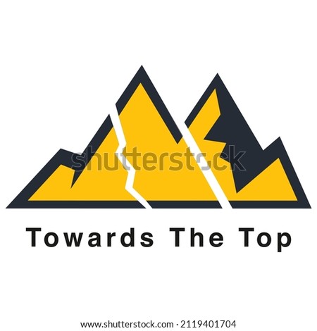 Mountain and text , label , emblem and logo . Vector design template for poster, card, tag, invitation, placard, brochure, flyer, web and other users.