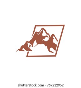 mountain texture out from the frame symbol logo vector