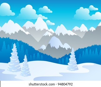 Mountain theme landscape 4 - vector illustration.