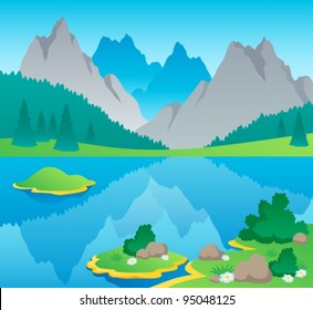Mountain theme landscape 6 - vector illustration.