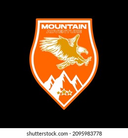 mountain themed logo vector with eagle