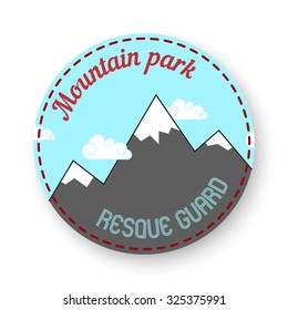 Mountain themed outdoors emblem vector illustration eps 10