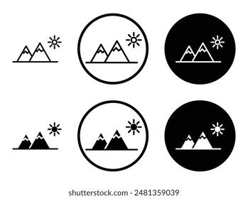 Mountain thin line vector icon set.