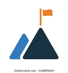 Montaña, arriba, icono de logro. Ilustración vectorial simple editable.