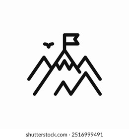 mountain top flag icon sign vector