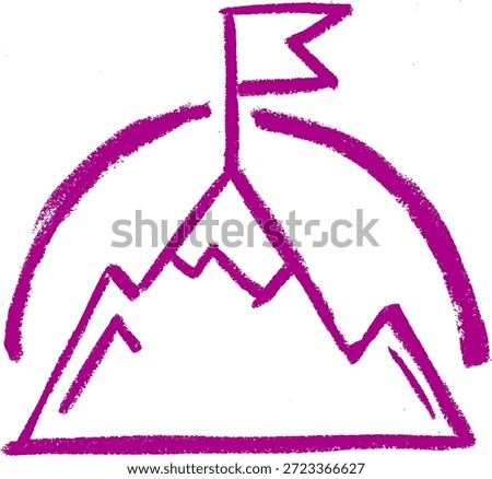 Mountain Top Goal Icon Icon Crayon Chalk Drawing Vector