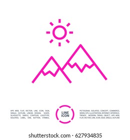mountain top graph line vector icon
