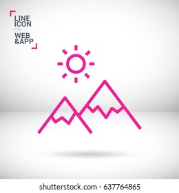 mountain top graph line vector icon