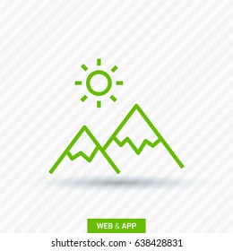 mountain top graph line vector icon