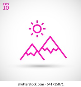 mountain top graph line vector icon