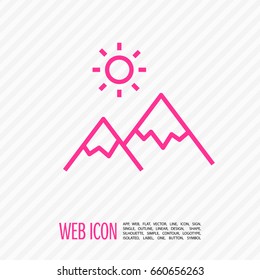 mountain top graph line vector icon