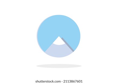 Mountain top icon on white background with shadow below, vector illustration, modern style.