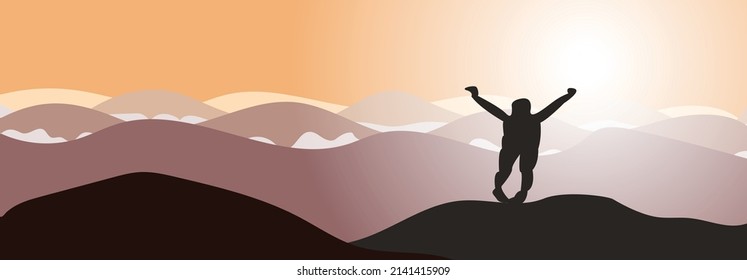 mountain top scenery
A magnificent achievement, a person standing on top of a mountain in a beautiful scenery.