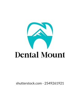 Mountain Top Teeth Logo Design Template. Dental Vector