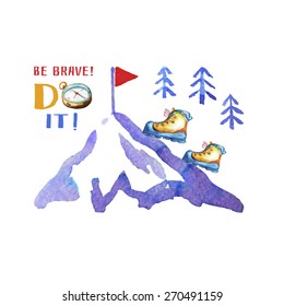  Mountain tourism , each element on a separate layer.