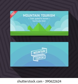 Mountain tourism template, ticket card design element.