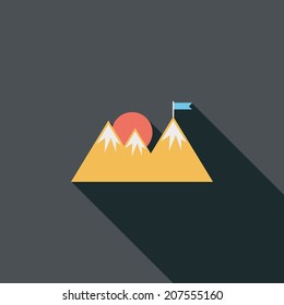 Mountain tourist flat icon with long shadow