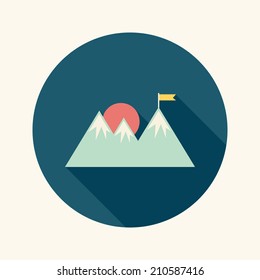 Mountain tourist flat icon with long shadow