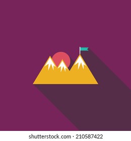 Mountain tourist flat icon with long shadow