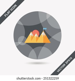 Mountain tourist flat icon with long shadow,eps10