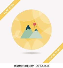 Mountain tourist flat icon with long shadow