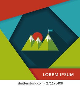 Mountain tourist flat icon with long shadow,eps10