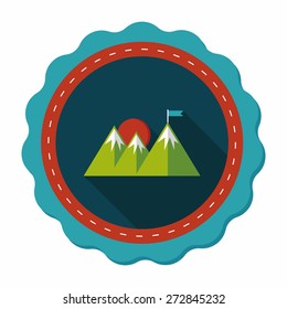Mountain tourist flat icon with long shadow,eps10