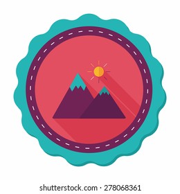 Mountain tourist flat icon with long shadow
