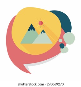Mountain tourist flat icon with long shadow