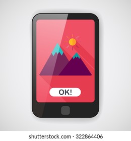 Mountain tourist flat icon with long shadow