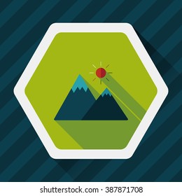 Mountain tourist flat icon with long shadow