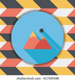 Mountain tourist flat icon with long shadow