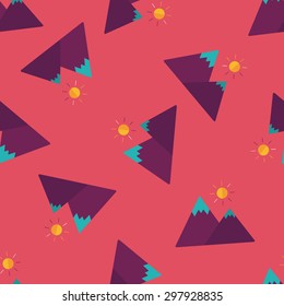 Mountain tourist flat icon seamless pattern background