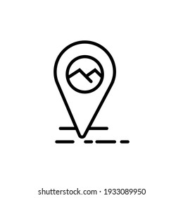 Mountain tourist location line art icon, simple symbol pictogram