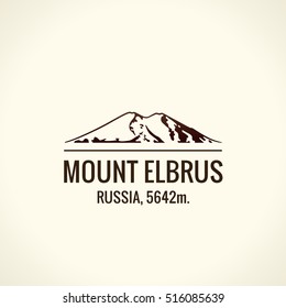 Mountain tourist vector logo. Emblem Mount adventures. Icon mount. Highest mountains in world. Elbrus