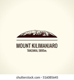 Mountain tourist vector logo. Emblem Mount adventures. Icon mount. Highest mountains in world. Kilimanjaro