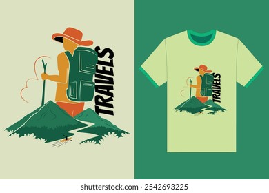 Mountain tours and travels t shirt design. Vector illustration for explore concept.