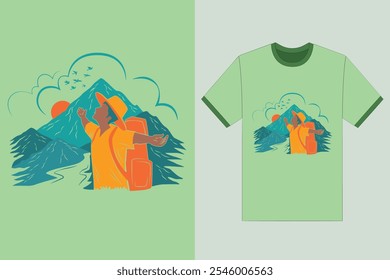 Mountain tours and travels t shirt design. Vector illustration for explore and natural beauty concept.