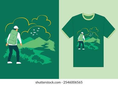 Mountain tours and travels t shirt design. Vector illustration for explore and natural beauty concept.