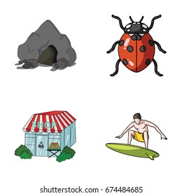 mountain, trade and other web icon in cartoon style. insect, sport icons in set collection.