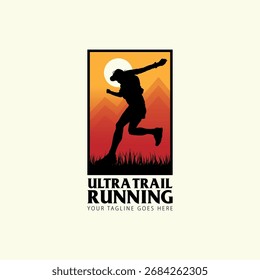 mountain trail run illustration for background vector image, trail run logo vector image