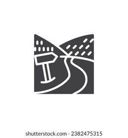Mountain trail vector icon. filled flat sign for mobile concept and web design. Hiking Trail glyph icon. Symbol, logo illustration. Vector graphics