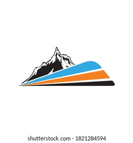 mountain train for adventure place logo design