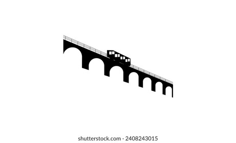 Mountain train in Switzerland, black isolated silhouette